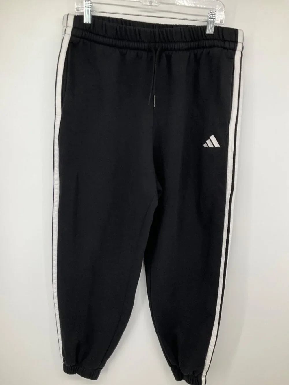 Adidas Essentials 3-Stripes Fleece Loose-Fit Sweatpants, Size XL, Black/White - Picture 2 of 8
